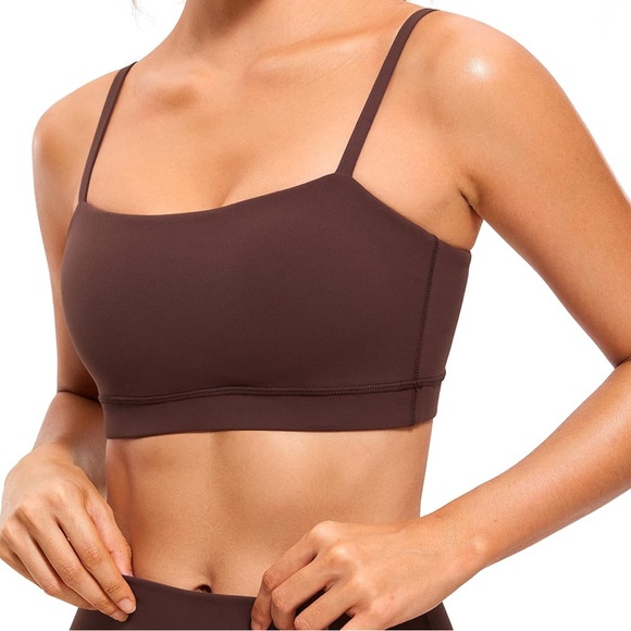CRZ YOGA Women's Taupe Bandeau Sports Bra Sz L - Picture 1 of 7